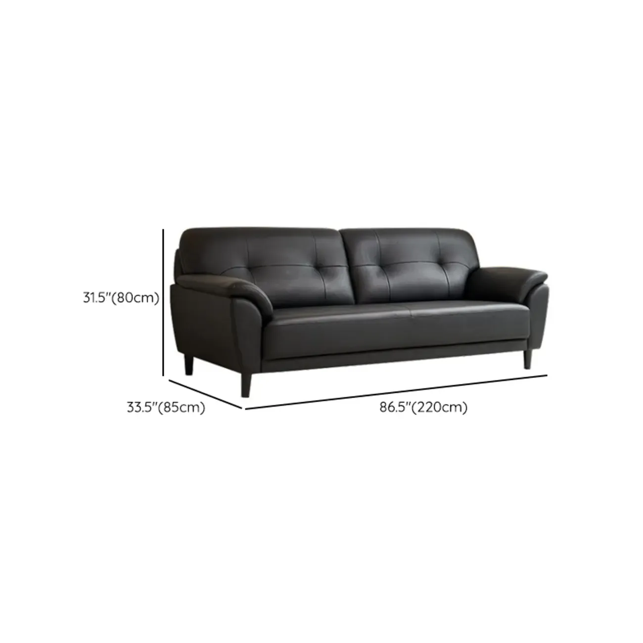 59"-86.5'' Modern Black Upholstered 3 Seater Sofa Apartment Sofa Sleeper Couch Image - 15