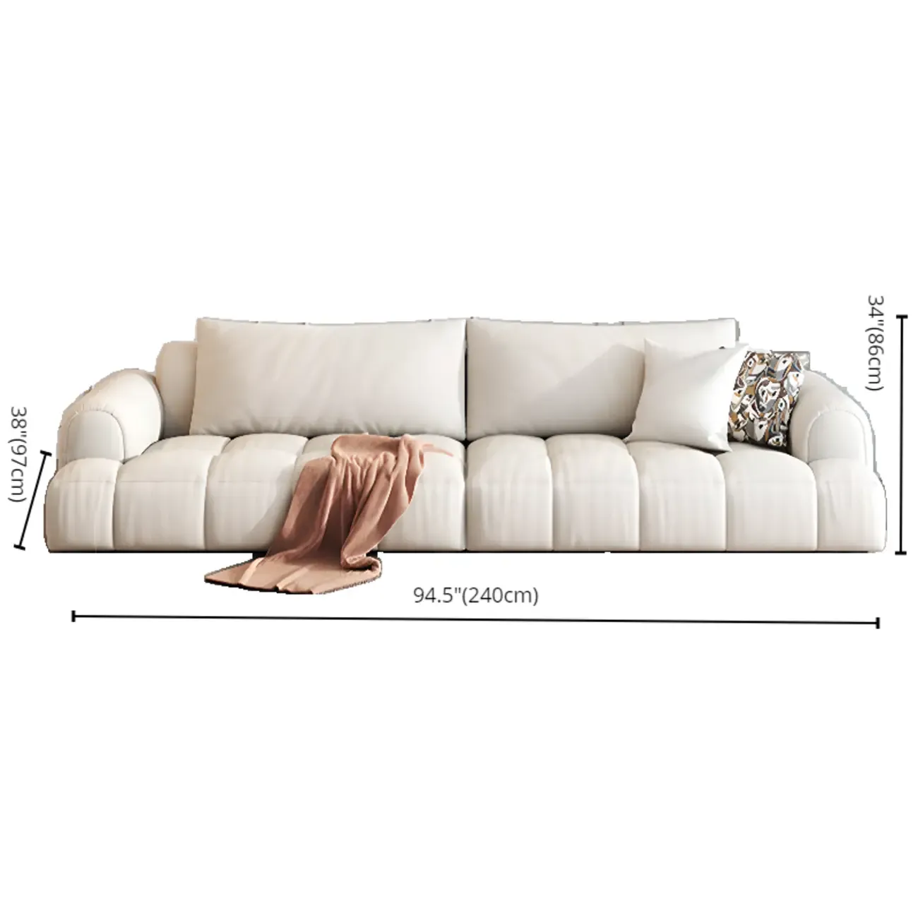 Modern Off-White Fabric Upholstery Sofa for Living Room Image - 7