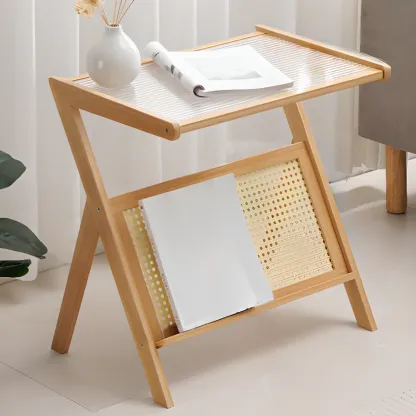 Foldable Transparent Magazine Rack Table Image - 4