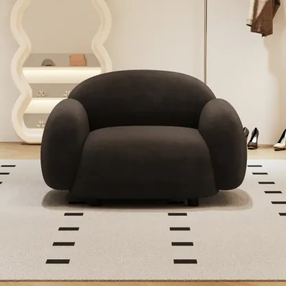Modern Black Flannel Loveseat 3 Seater Upholstered Sofa for Living Room Image - 2