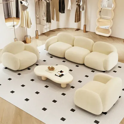 Modern Black Flannel Loveseat 3 Seater Upholstered Sofa for Living Room Image - 7