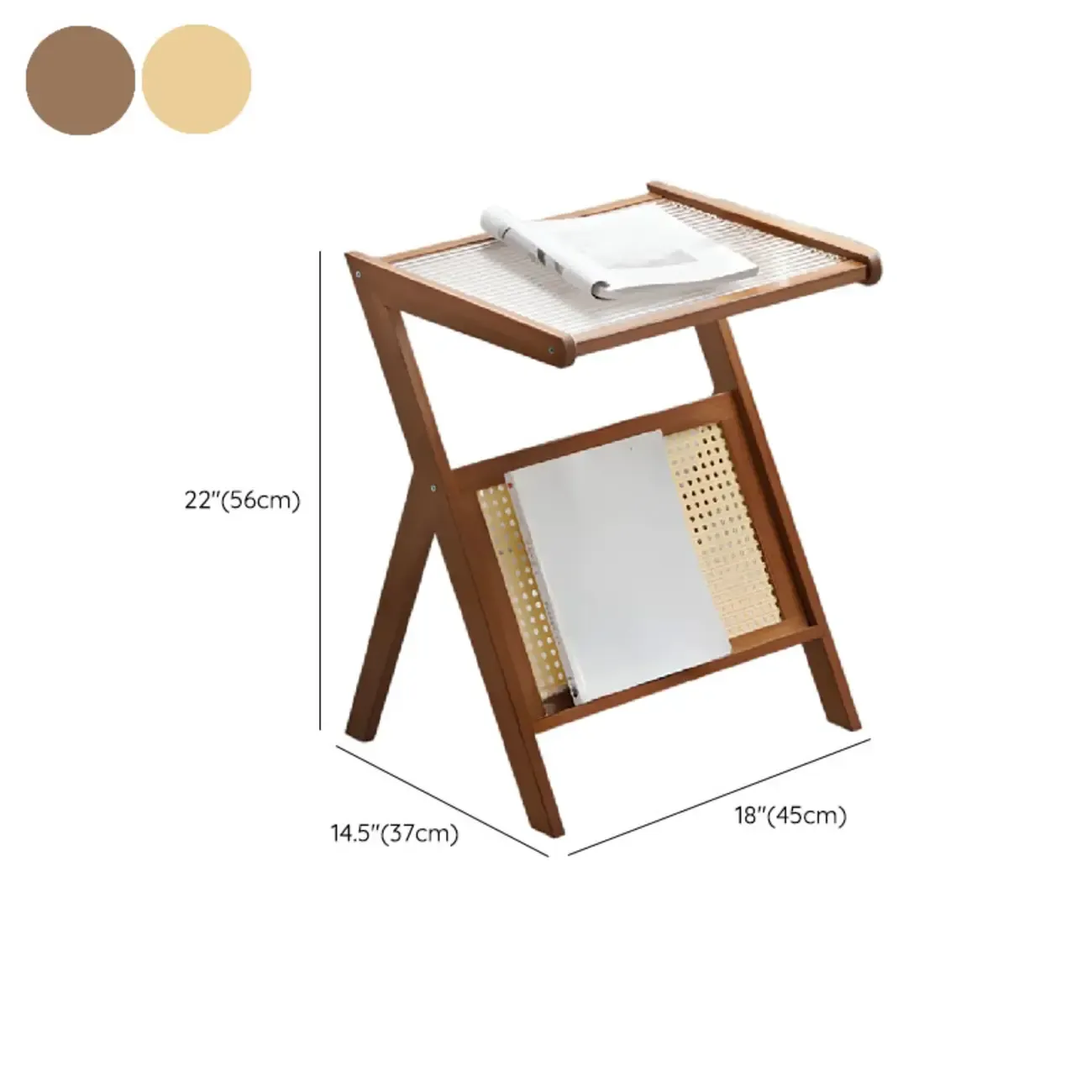 Foldable Transparent Magazine Rack Table #size