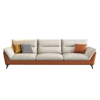 Comfy Upholstered Sofa Couch with 3 Throw Pillows for Drawing Room Image - 5