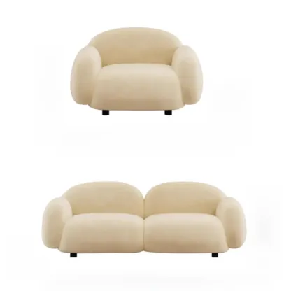 Modern Black Flannel Loveseat 3 Seater Upholstered Sofa for Living Room Image - 10