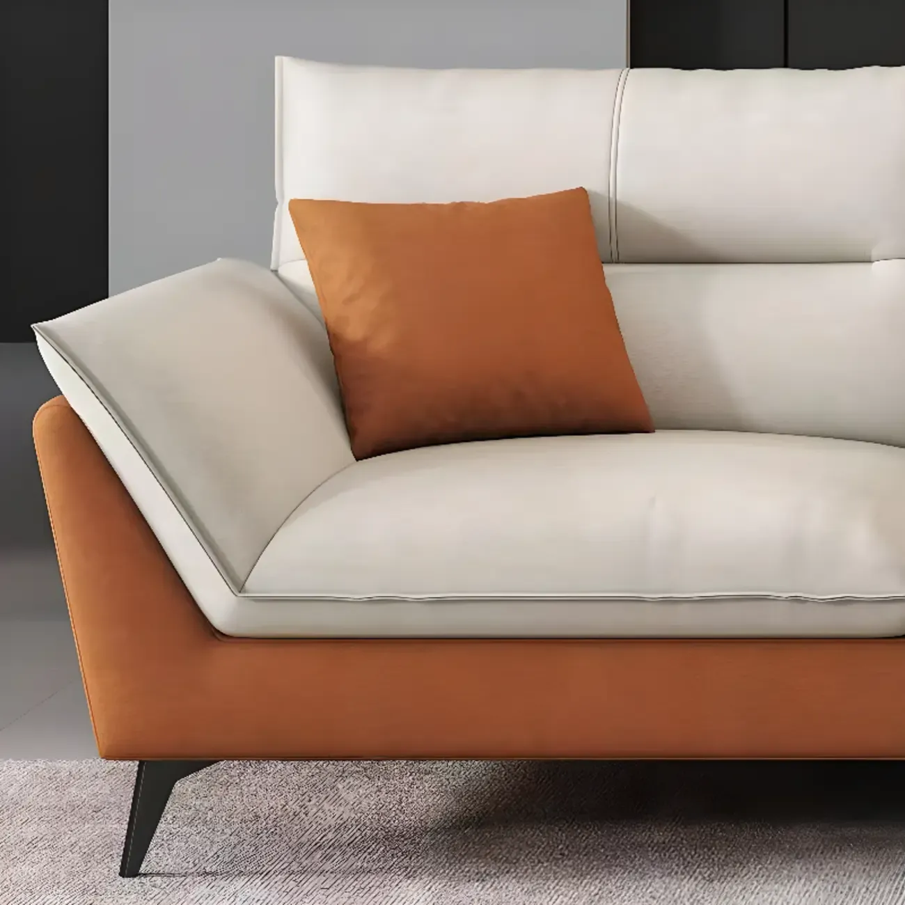 Comfy Upholstered Sofa Couch with 3 Throw Pillows for Drawing Room Image - 7