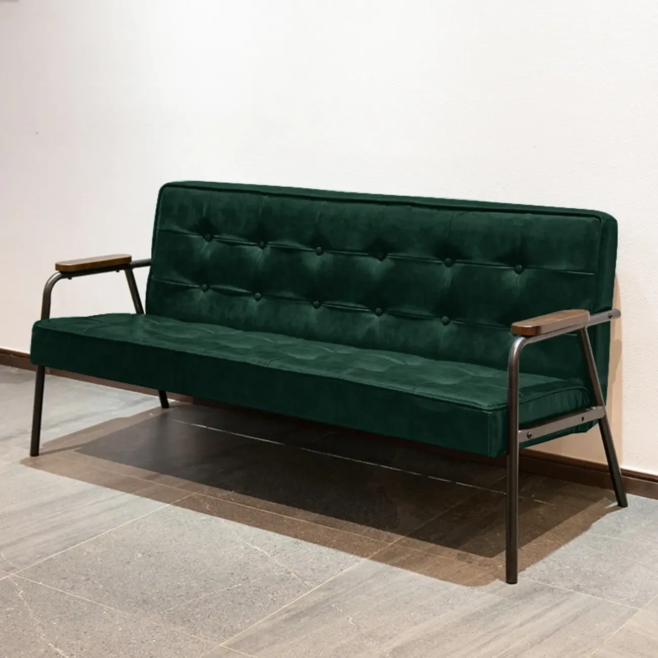 Minimalist Leather Upholstery Sofa with Metal Legs Image - 3
