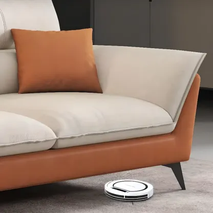 Comfy Upholstered Sofa Couch with 3 Throw Pillows for Drawing Room Image - 8