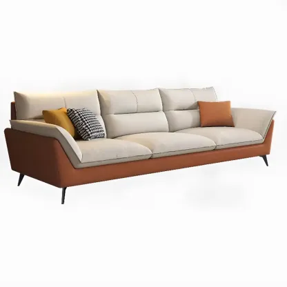 Comfy Upholstered Sofa Couch with 3 Throw Pillows for Drawing Room Image - 9