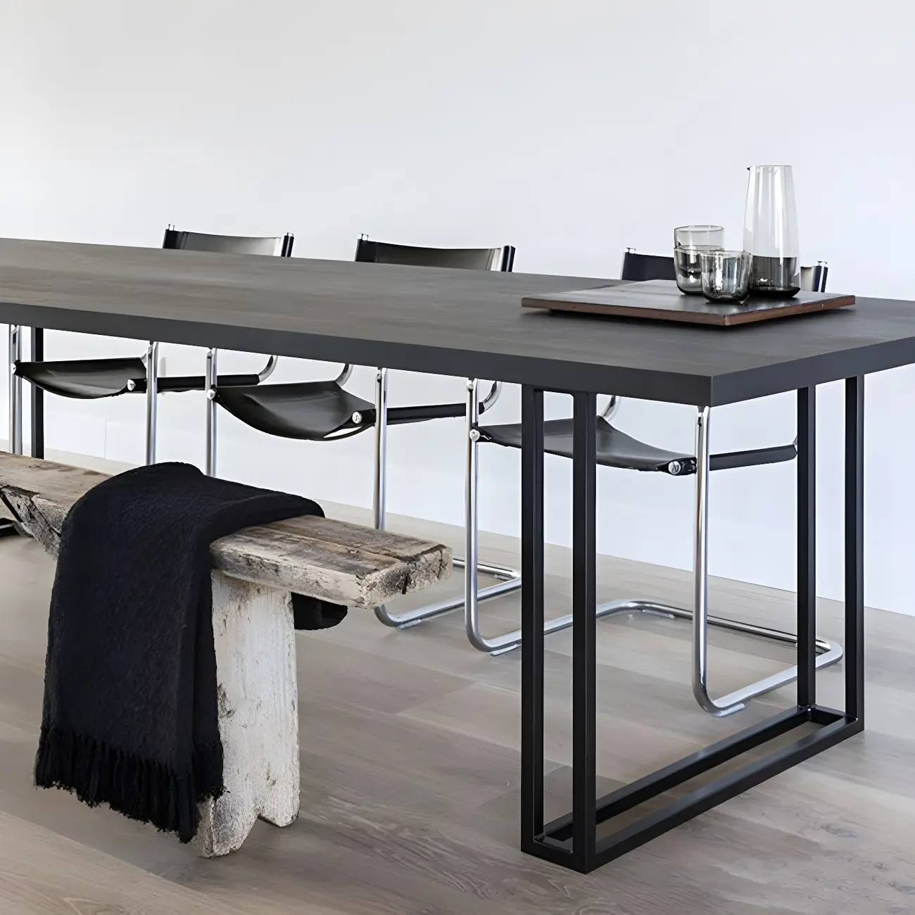 Industrial Black Rectangular Writing Desk with Metal Base  Image - 4 | homeyfad