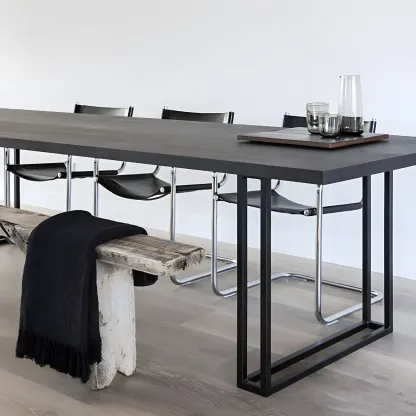 Industrial Black Rectangular Writing Desk with Metal Base  Image - 4