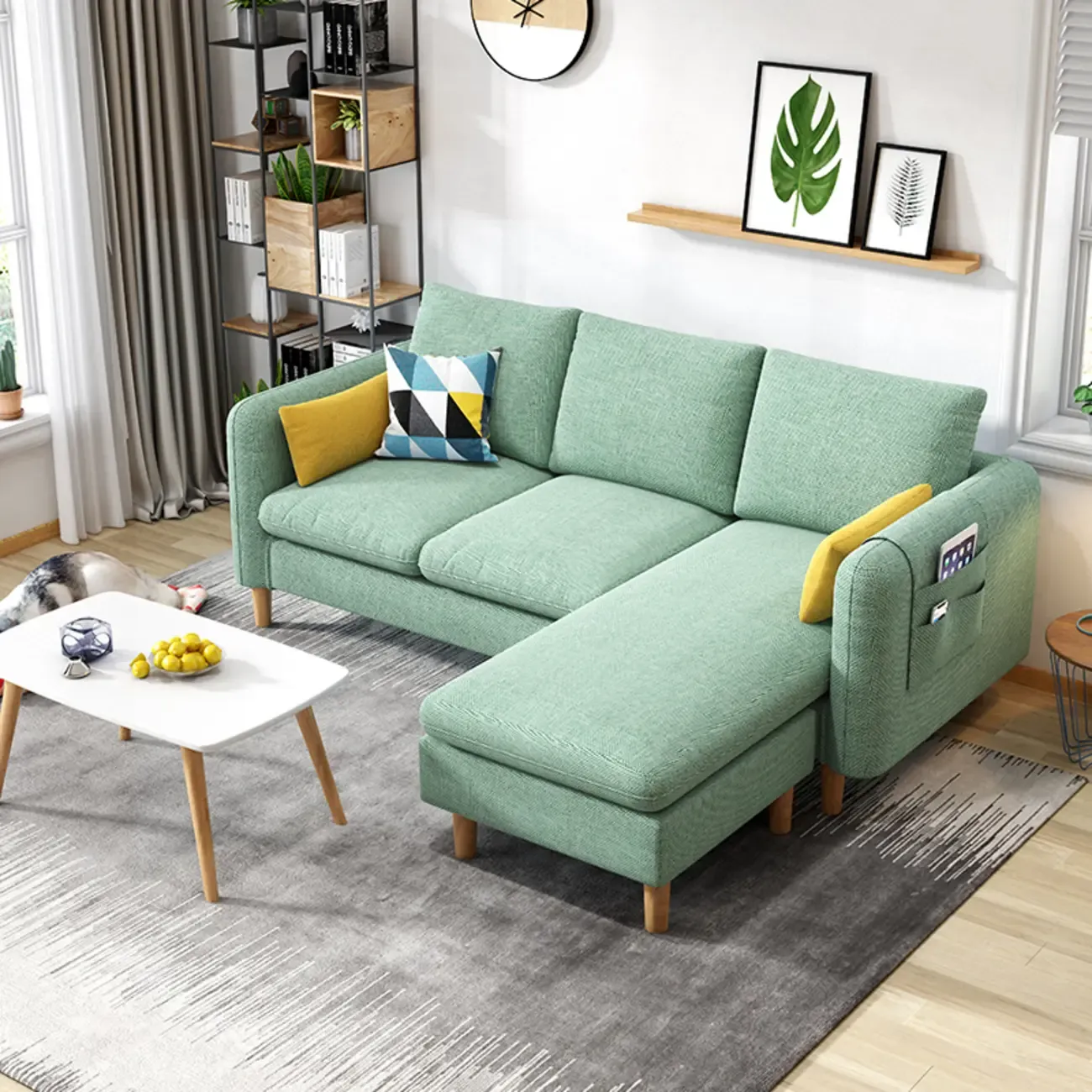 Modern Upholstered Sectional Sofa with Receptacle Storage Image - 3