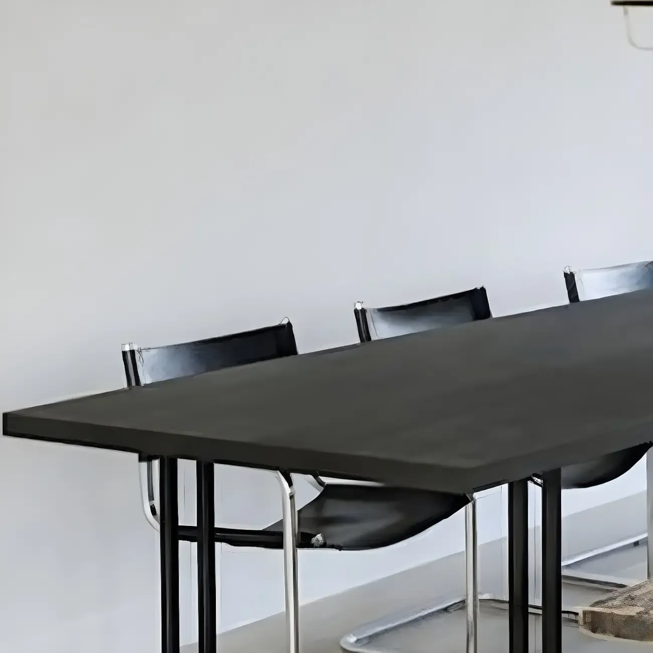 Industrial Black Rectangular Writing Desk with Metal Base  Image - 6