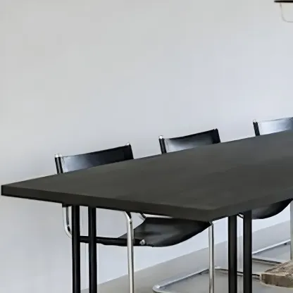 Industrial Black Rectangular Writing Desk with Metal Base  Image - 6
