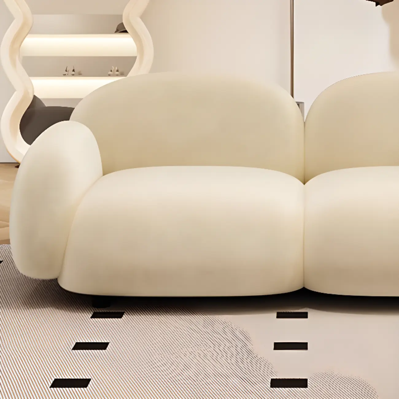 Modern Black Flannel Loveseat 3 Seater Upholstered Sofa for Living Room Image - 14 | homeyfad