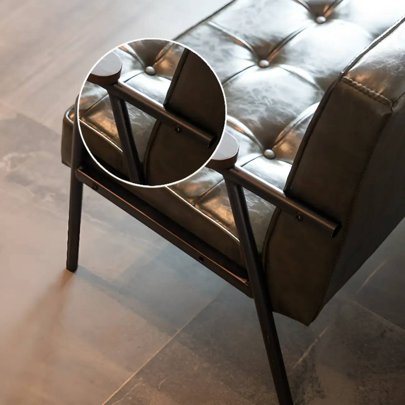 Minimalist Leather Upholstery Sofa with Metal Legs Image - 7