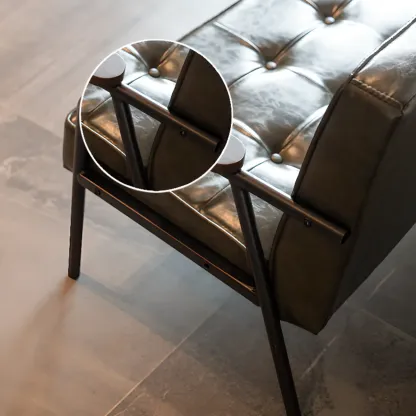 Minimalist Leather Upholstery Sofa with Metal Legs Image - 7