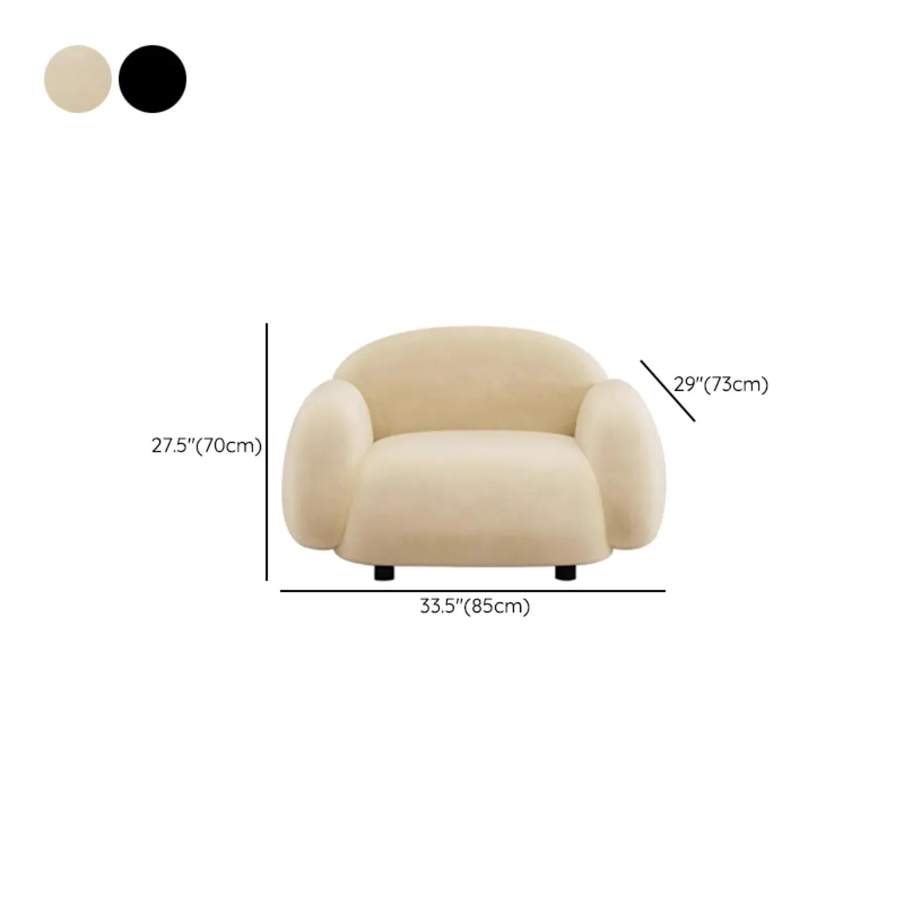 Modern Black Flannel Loveseat 3 Seater Upholstered Sofa for Living Room #size