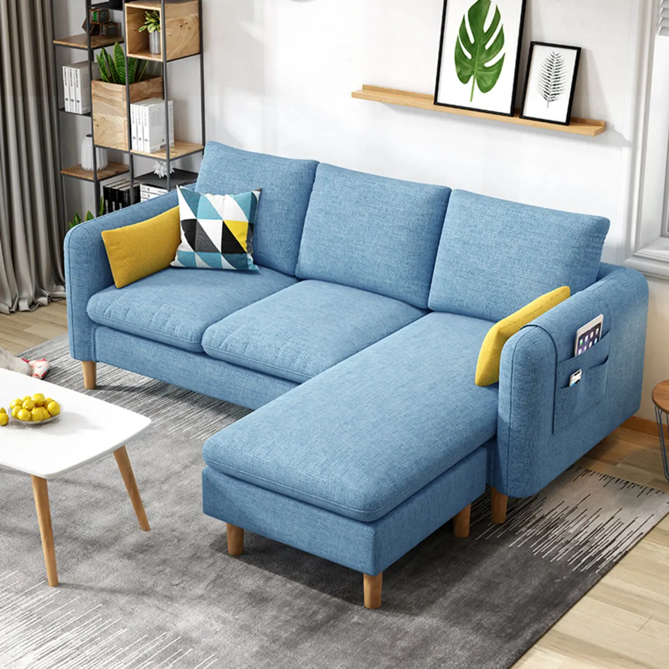 Modern Upholstered Sectional Sofa with Receptacle Storage Image - 5 | homeyfad