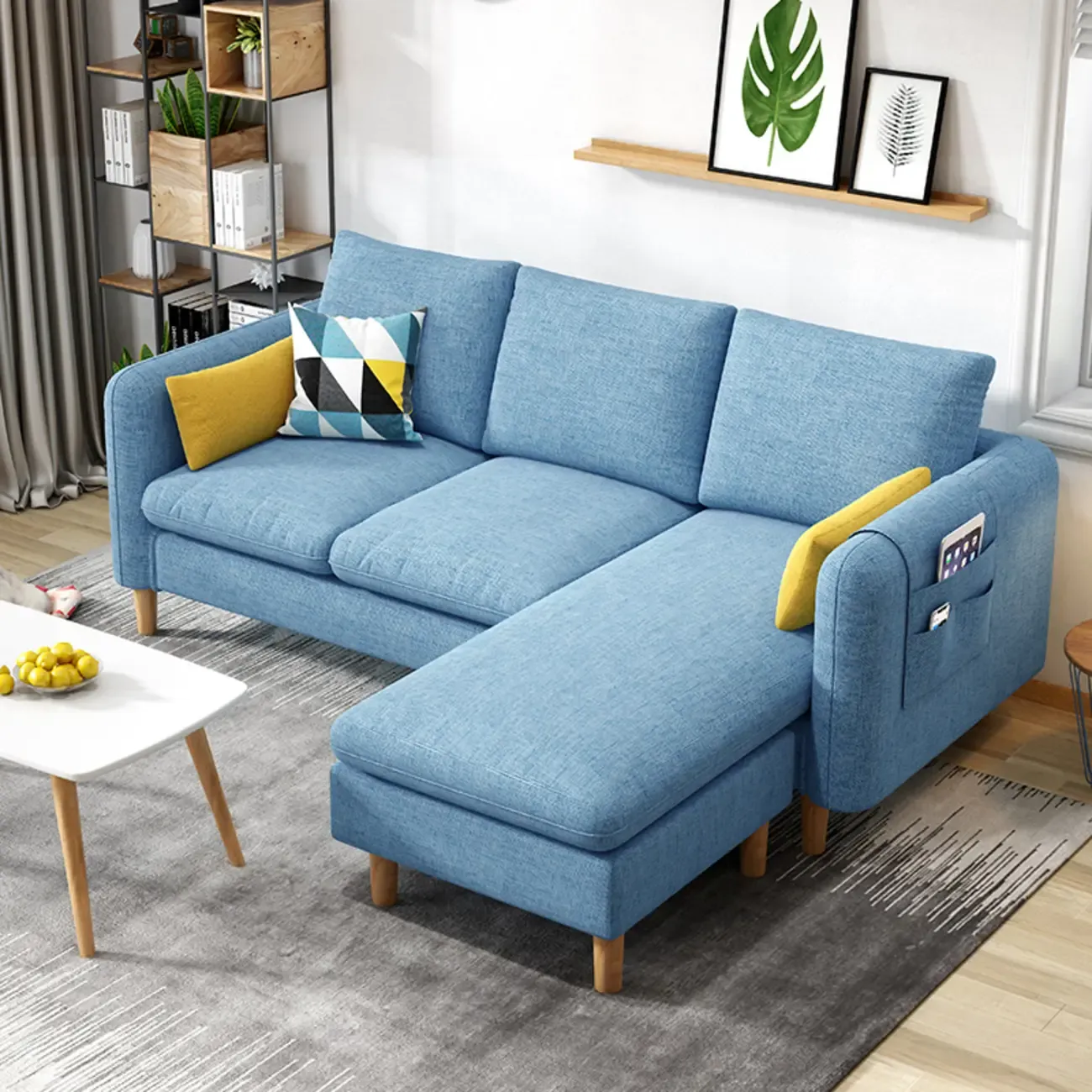 Modern Upholstered Sectional Sofa with Receptacle Storage Image - 5