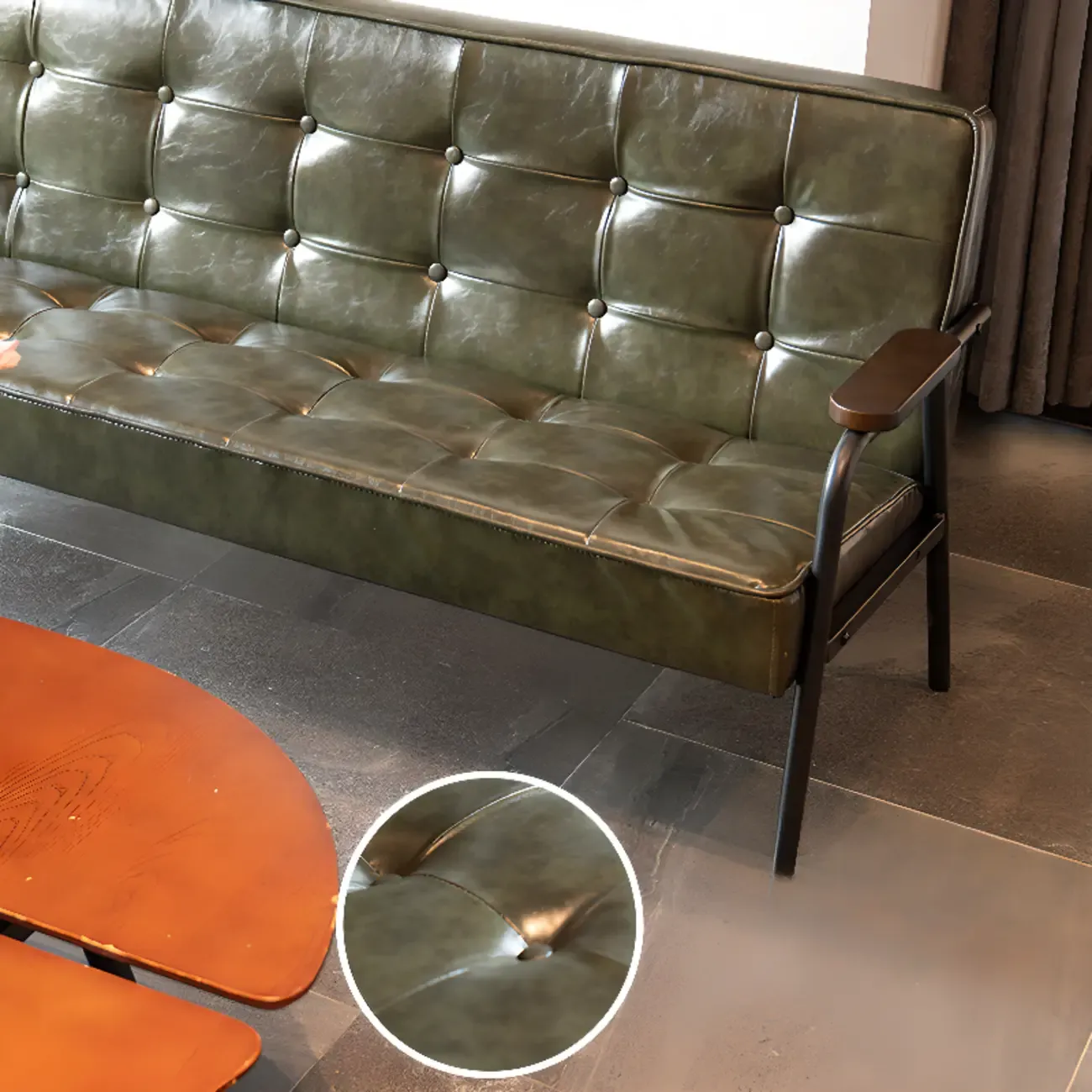 Minimalist Leather Upholstery Sofa with Metal Legs Image - 8