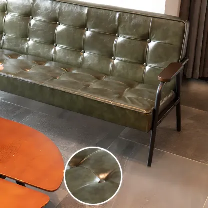 Minimalist Leather Upholstery Sofa with Metal Legs Image - 8