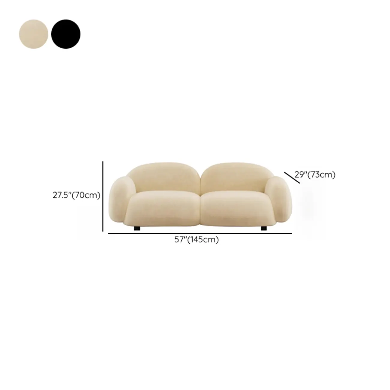 Modern Black Flannel Loveseat 3 Seater Upholstered Sofa for Living Room Image - 16 | homeyfad