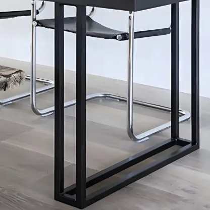 Industrial Black Rectangular Writing Desk with Metal Base  Image - 8