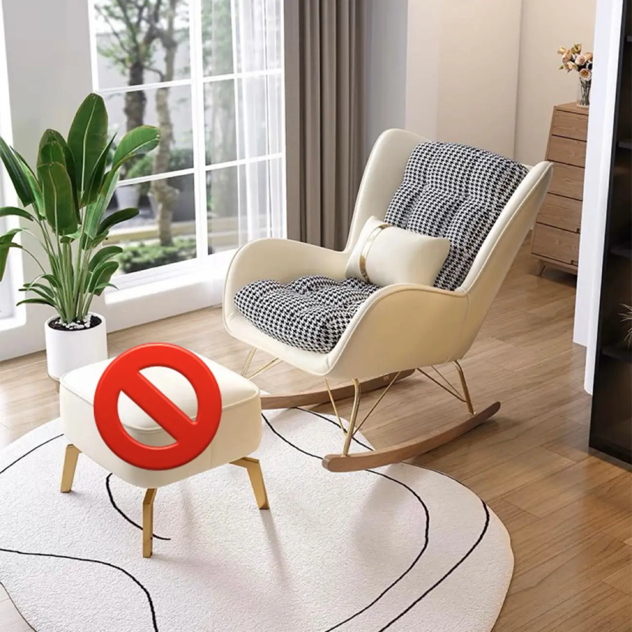 2 Piece Set Upholstered Rocking Chair Couch for Living Room Image - 2 | homeyfad