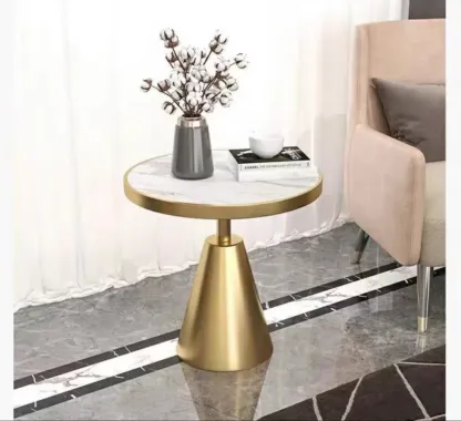 Art Deco Sintered Stone Circular Side Table Image - 3