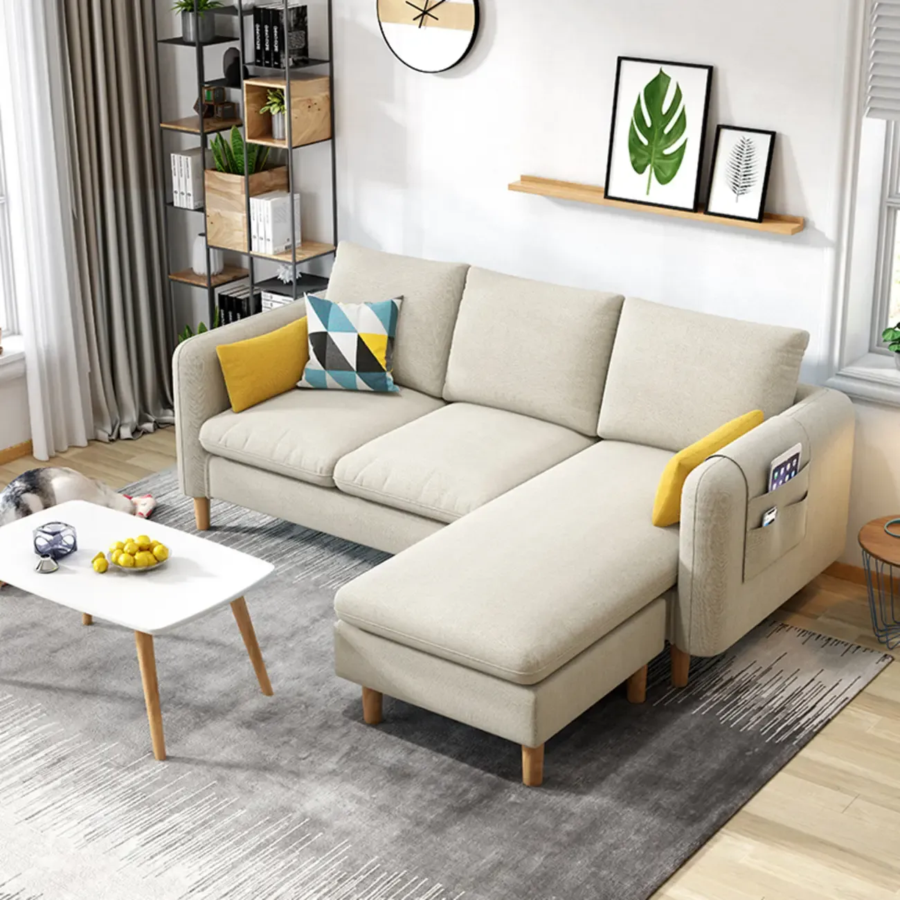 Modern Upholstered Sectional Sofa with Receptacle Storage Image - 7