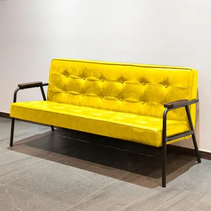Minimalist Leather Upholstery Sofa with Metal Legs Image - 10