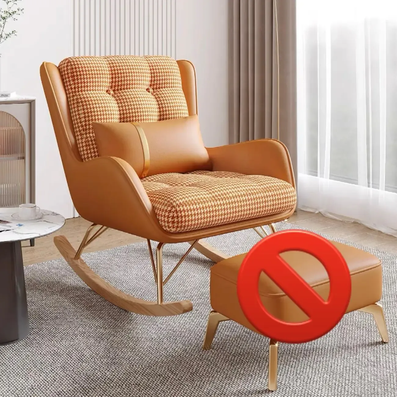 2 Piece Set Upholstered Rocking Chair Couch for Living Room Image - 3