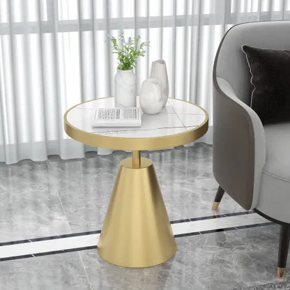 Art Deco Sintered Stone Circular Side Table Image - 4