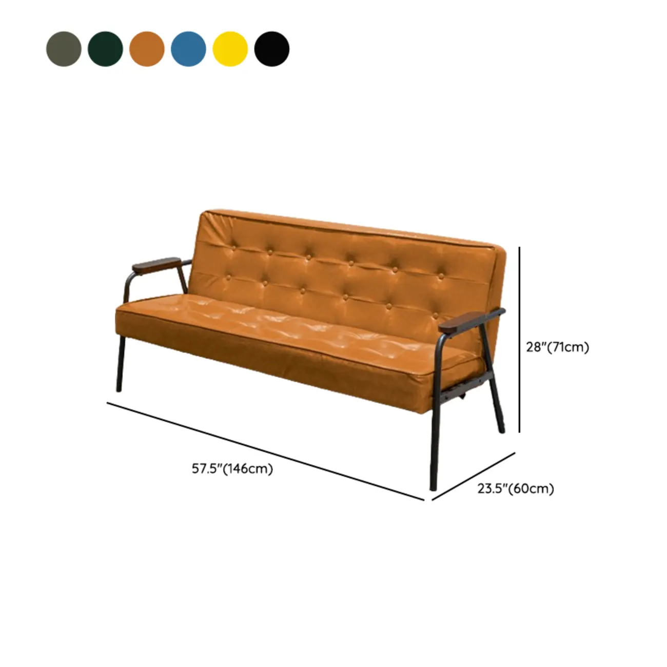 Minimalist Leather Upholstery Sofa with Metal Legs #size | homeyfad