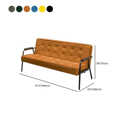Minimalist Leather Upholstery Sofa with Metal Legs #size