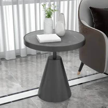 Art Deco Sintered Stone Circular Side Table Image - 5