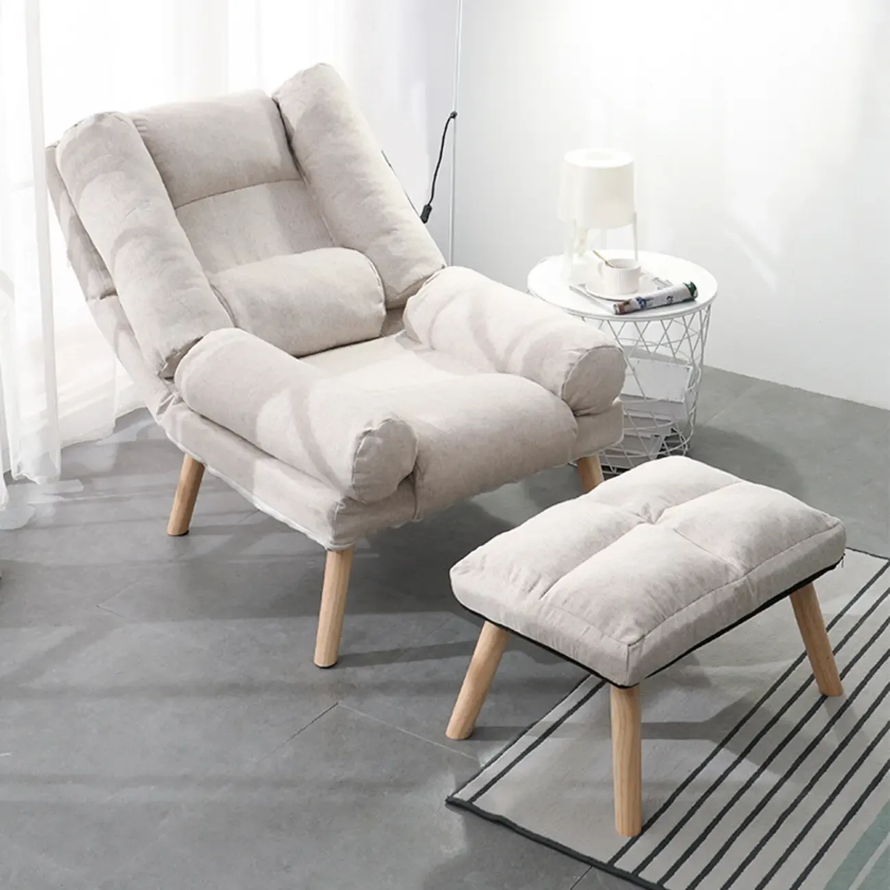 Modern Wood Frame Soft Fabric Recliner Sofa with Locking Back Angle Adjustment Image - 1