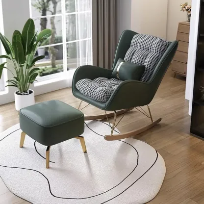 2 Piece Set Upholstered Rocking Chair Couch for Living Room Image - 5