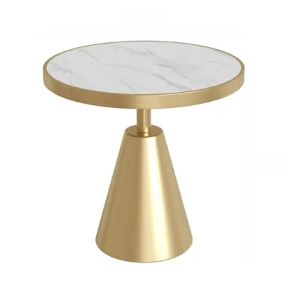 Art Deco Sintered Stone Circular Side Table Image - 6