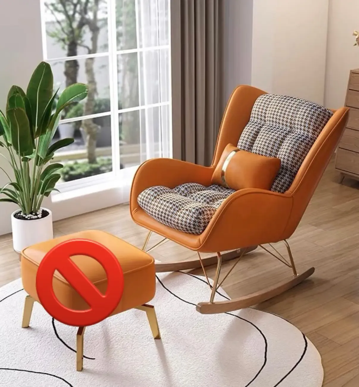2 Piece Set Upholstered Rocking Chair Couch for Living Room Image - 6