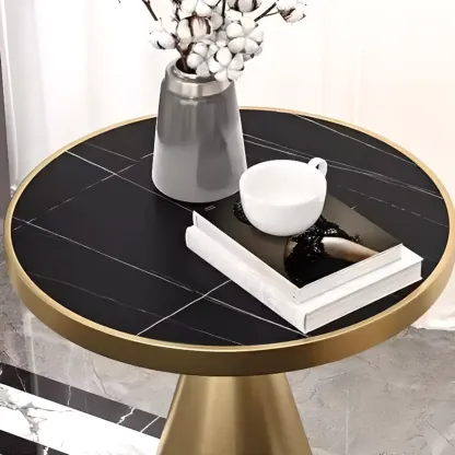 Art Deco Sintered Stone Circular Side Table Image - 7