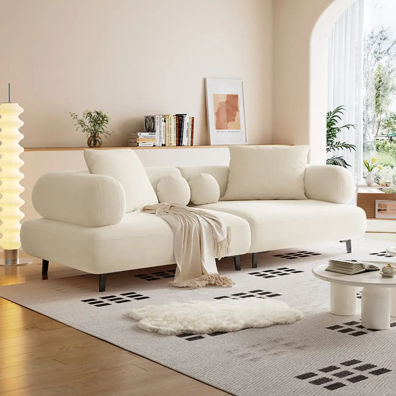 Italian Minimalist Casual Sofa Upholstered 3 Seater Sofa Image - 2