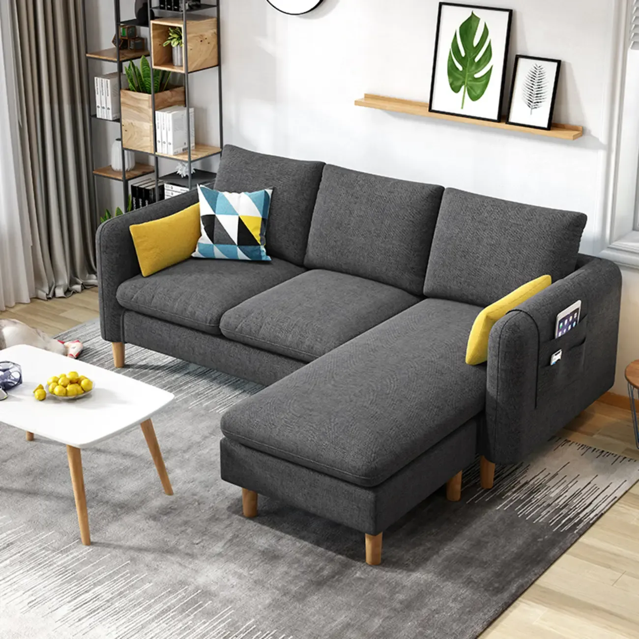 Modern Upholstered Sectional Sofa with Receptacle Storage Image - 11