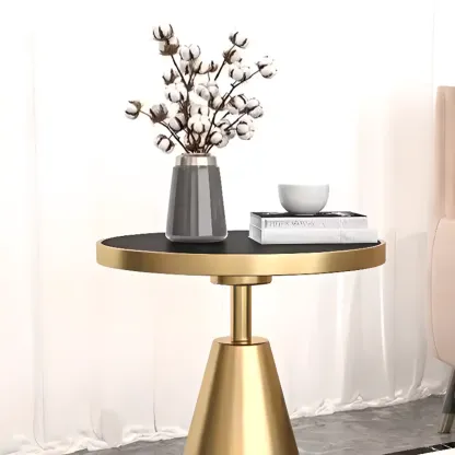 Art Deco Sintered Stone Circular Side Table Image - 9
