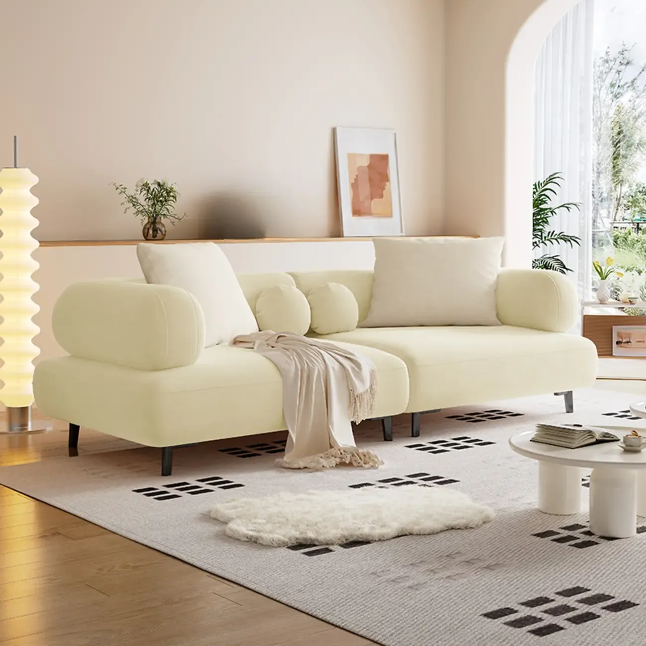 Italian Minimalist Casual Sofa Upholstered 3 Seater Sofa Image - 3