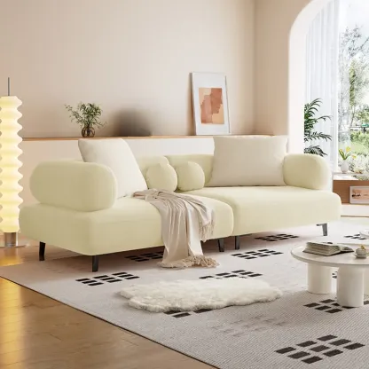 Italian Minimalist Casual Sofa Upholstered 3 Seater Sofa Image - 3