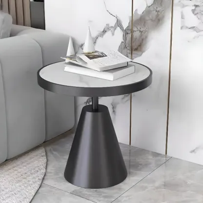 Art Deco Sintered Stone Circular Side Table Image - 10