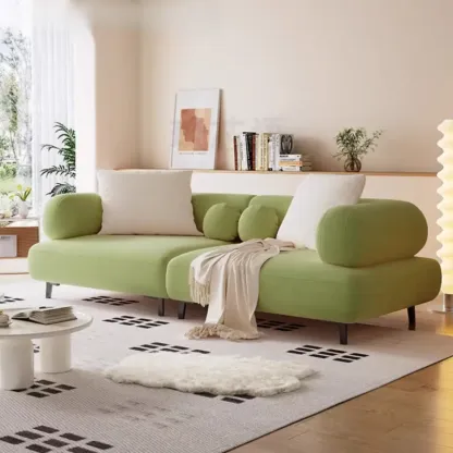 Italian Minimalist Casual Sofa Upholstered 3 Seater Sofa Image - 4