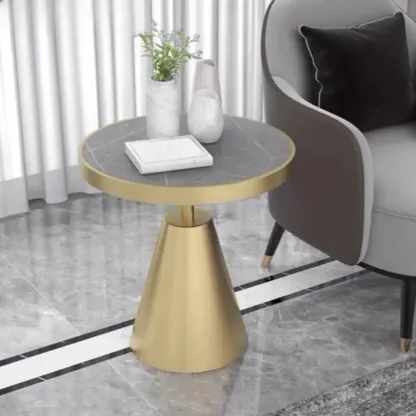 Art Deco Sintered Stone Circular Side Table Image - 11