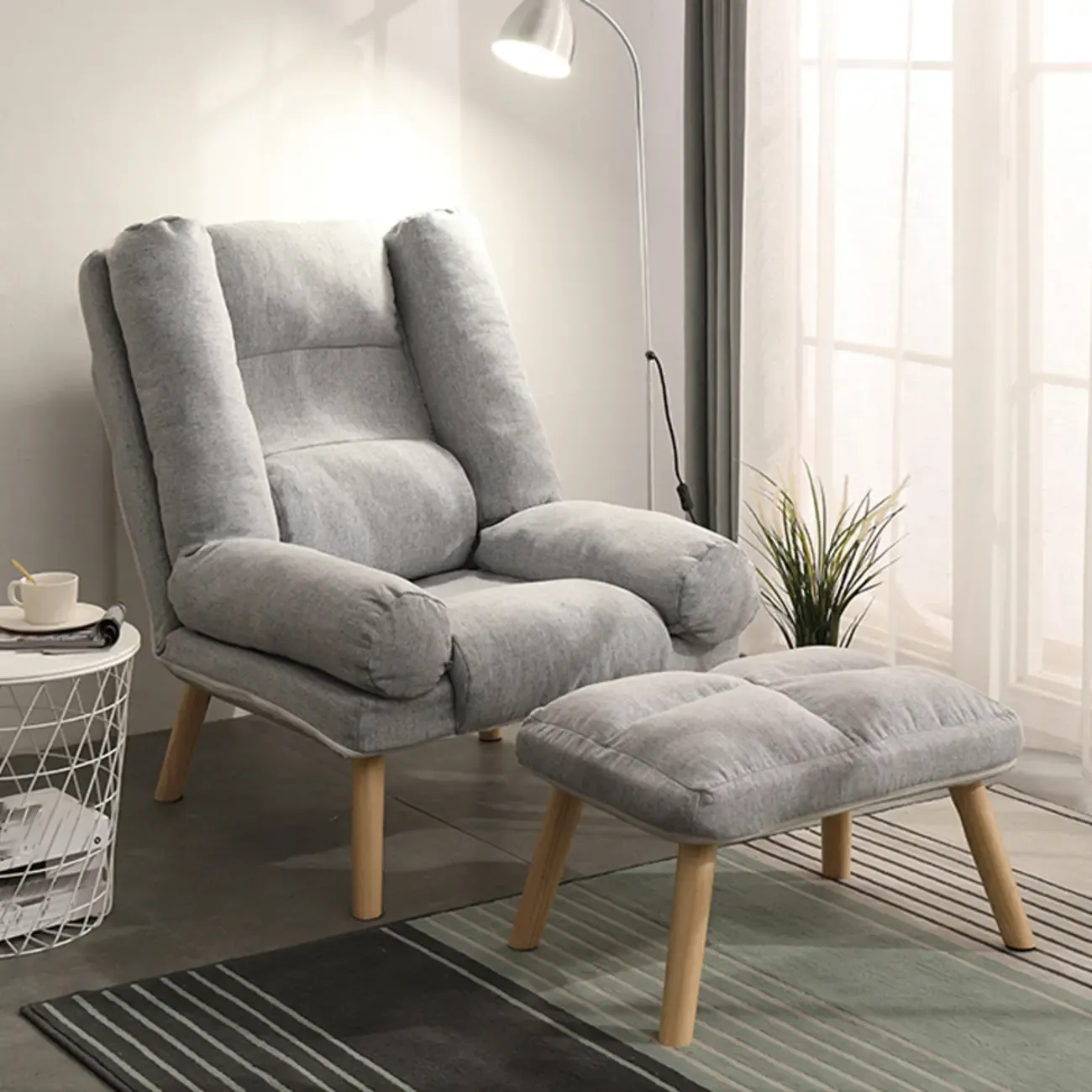 Modern Wood Frame Soft Fabric Recliner Sofa with Locking Back Angle Adjustment Image - 8